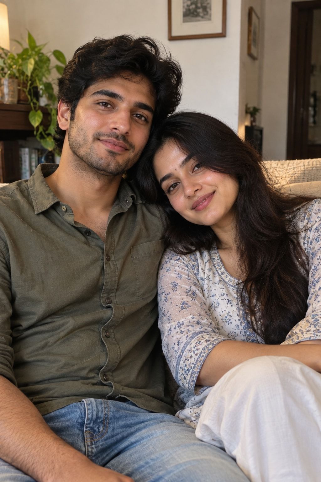 Keshav and Vrinda relaxing together at home